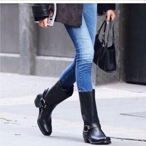 🌟🌟 Frye Leather Harness 12R Black Square Toe Pull on Riding Boot Size 7.5